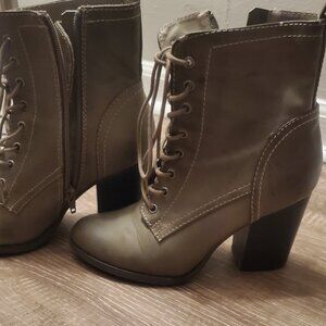 Sage green heeled boots